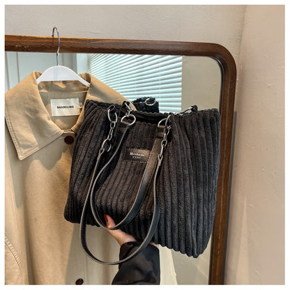Large Capacity Casual Corduroy Zipper Handbag