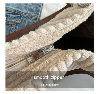 Large Capacity Casual Corduroy Zipper Handbag