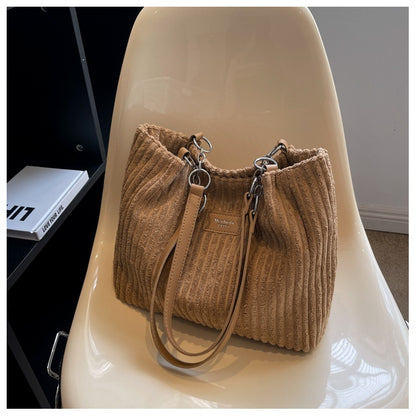 Large Capacity Casual Corduroy Zipper Handbag