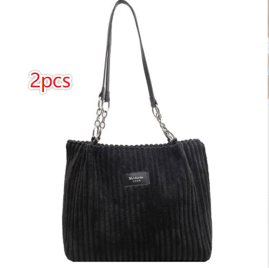 Large Capacity Casual Corduroy Zipper Handbag