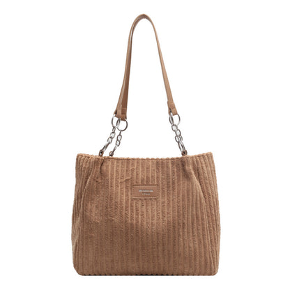 Large Capacity Casual Corduroy Zipper Handbag