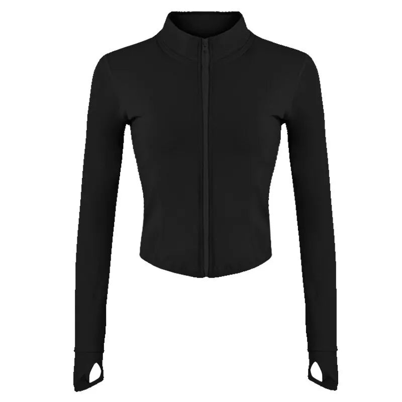 Women's Tracksuit Jacket Slim Fit Long Sleeved Fitness Coat with Thumb Holes 
