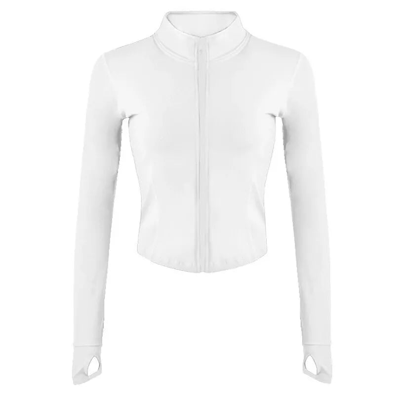 Women's Tracksuit Jacket Slim Fit Long Sleeved Fitness Coat with Thumb Holes 