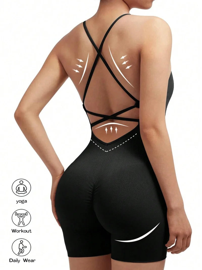 Adjustable Fitness Jumpsuit Backless 