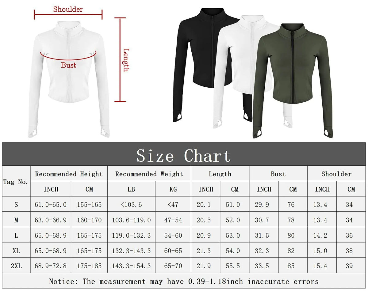 Women's Tracksuit Jacket Slim Fit Long Sleeved Fitness Coat with Thumb Holes 