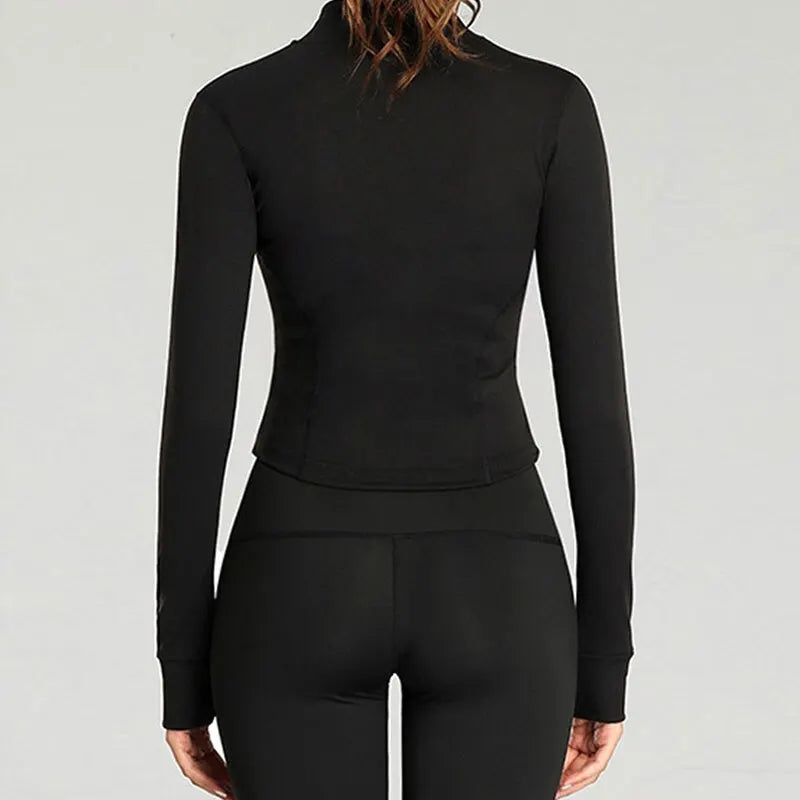 Women's Tracksuit Jacket Slim Fit Long Sleeved Fitness Coat with Thumb Holes 