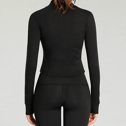 Women's Tracksuit Jacket Slim Fit Long Sleeved Fitness Coat with Thumb Holes 
