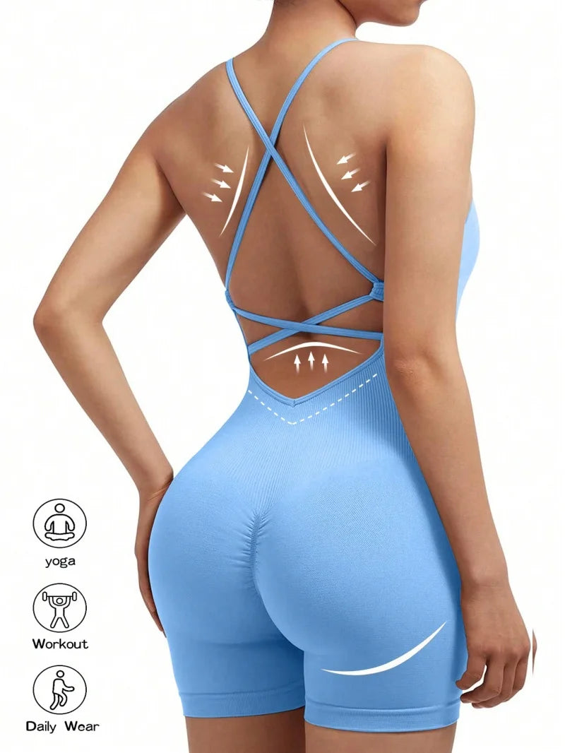 Adjustable Fitness Jumpsuit Backless 