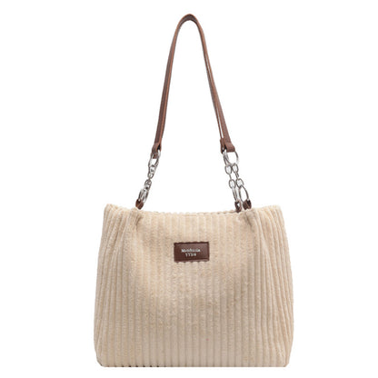 Large Capacity Casual Corduroy Zipper Handbag
