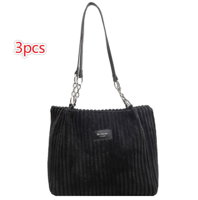 Large Capacity Casual Corduroy Zipper Handbag