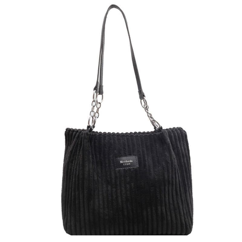Large Capacity Casual Corduroy Zipper Handbag