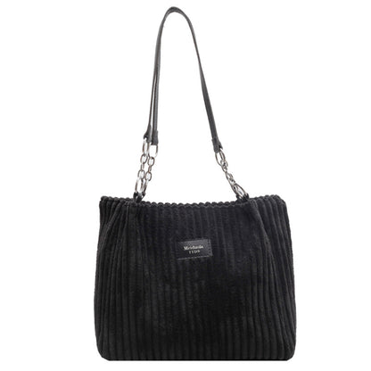 Large Capacity Casual Corduroy Zipper Handbag